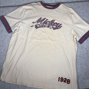 Disney Mickey Mouse T-Shirt Large Cream Retro 1928 Disneyland Resort Walt Disney
